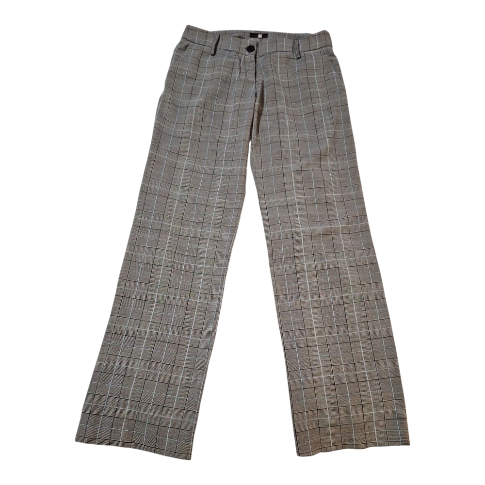 Elegant Women's Plaid Trousers - Black and Gray